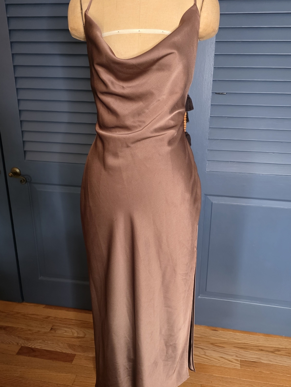 ACOA Collection Chocolate Brown Satin [Insert Style, e.g., Slip / Cowl Neck /